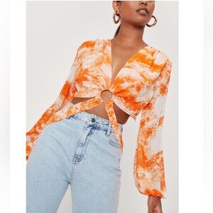 Nasty Gal Tie Dye O Ring Detail Crop Top